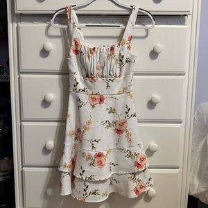 Floral White and Pink Dress